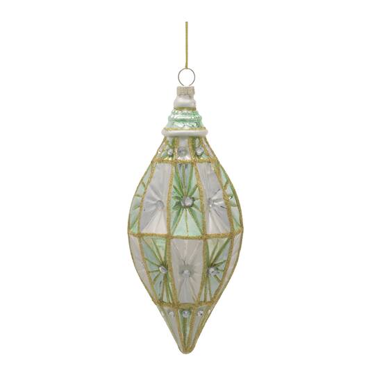 Melrose Green & Silver Glass Ornament Set